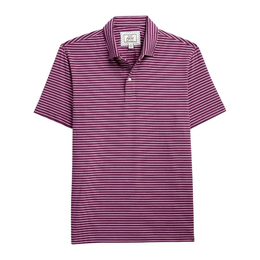 Jos. A. Bank 1905 Tailored Fit Polo Shirt Mens Medium Purple Striped Stretch